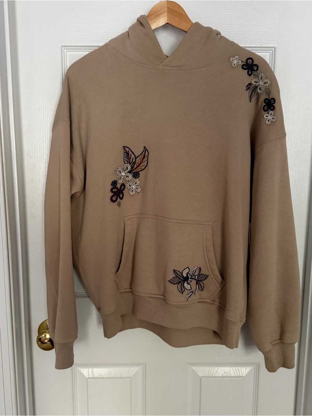 Abercrombie & Fitch Tan Embroidered Hoodie